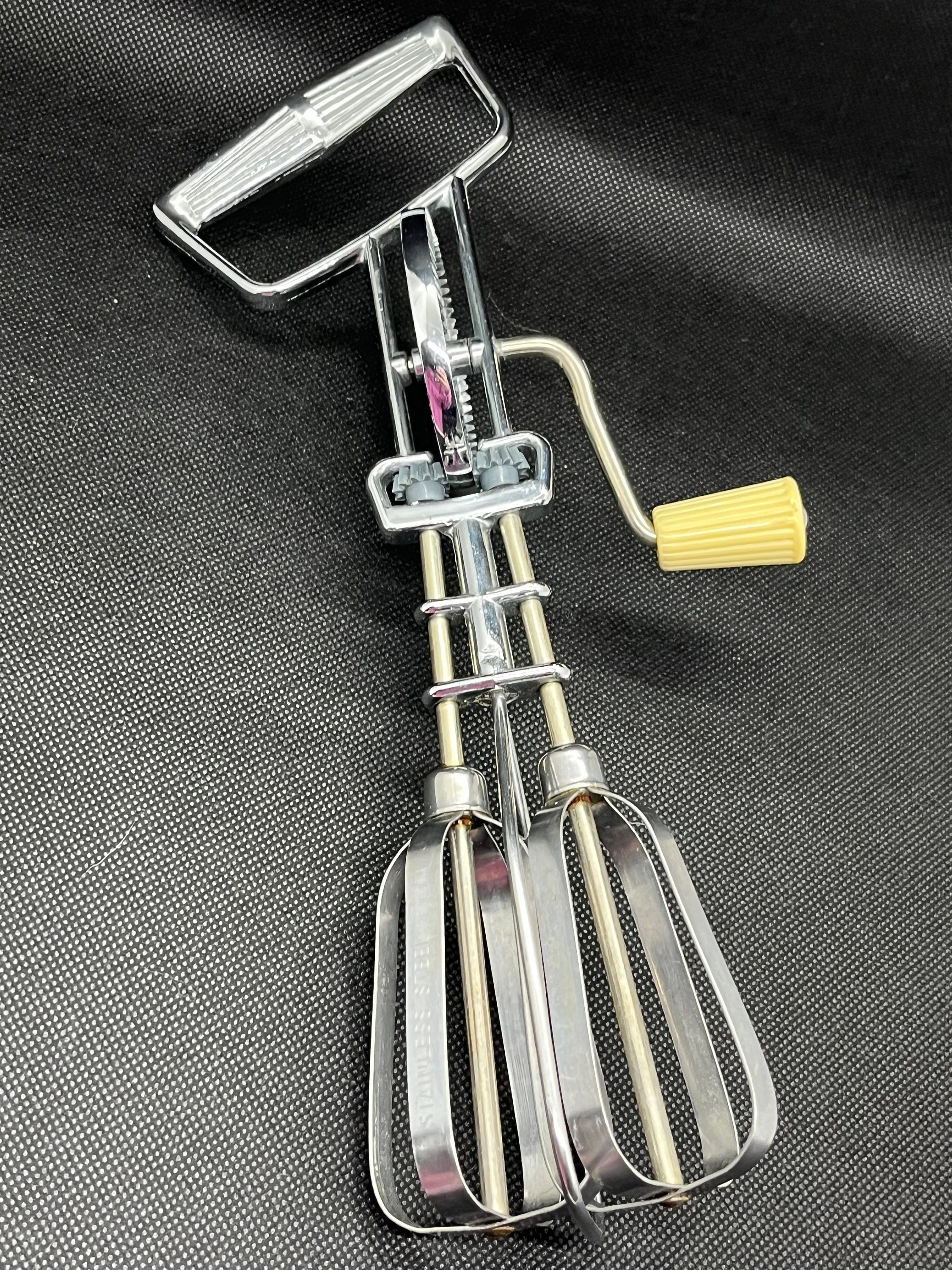 Vintage Stainless Steel Rotary Egg Beater Hand Mixer 