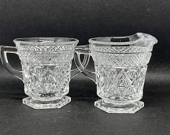 Vintage Cape Cod Sugar and Creamer Set  Imperial Glass, Ohio