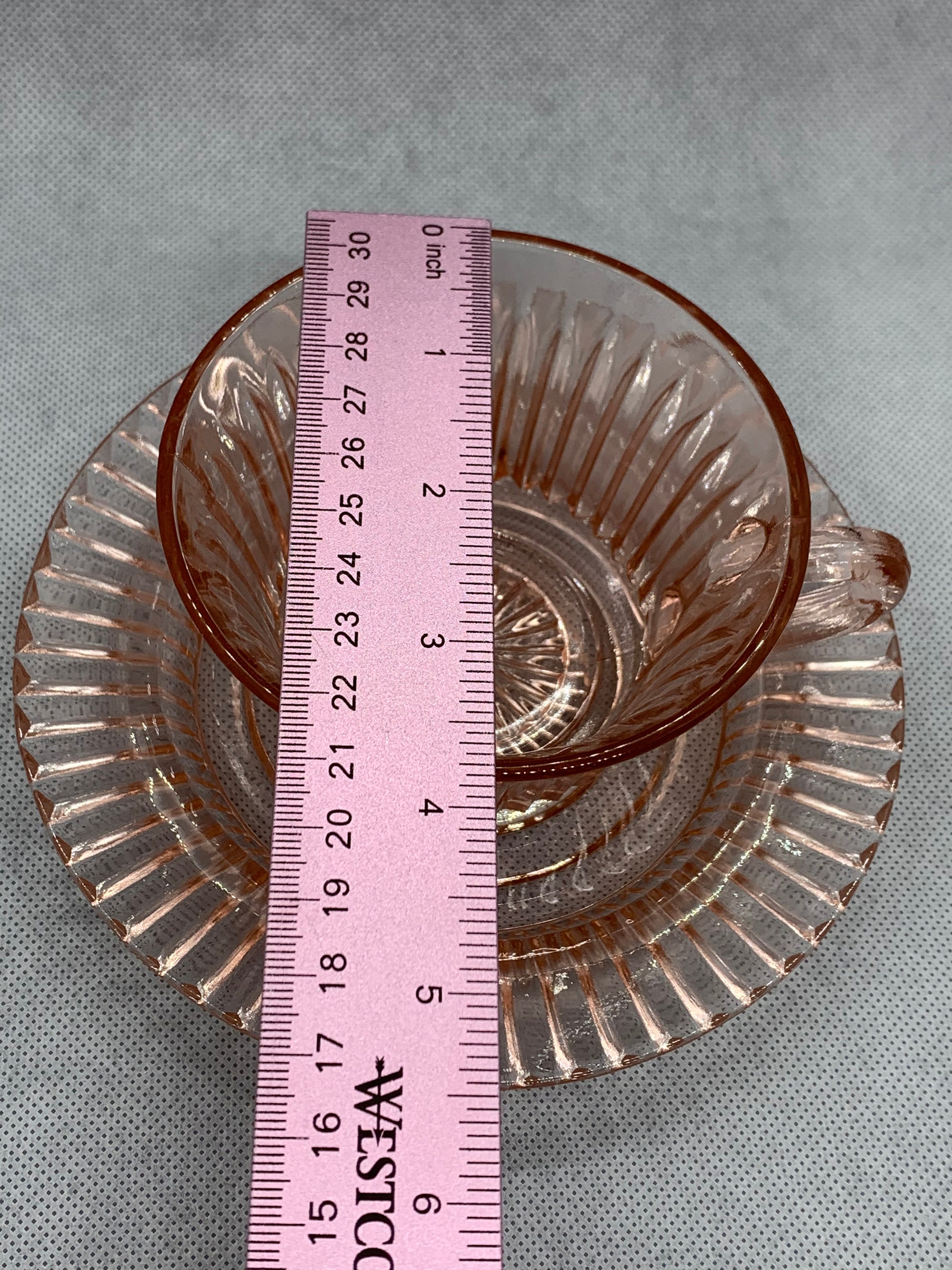 Cup Cup and Etsy Depression Glass Pointed Handle Queen Saucer Hocking Mary Anchor Pink Set, -
