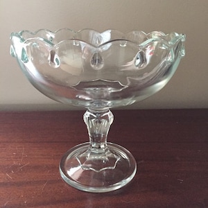 Teardrop Pedestal Compote bowl Clear Indiana Glass Co.