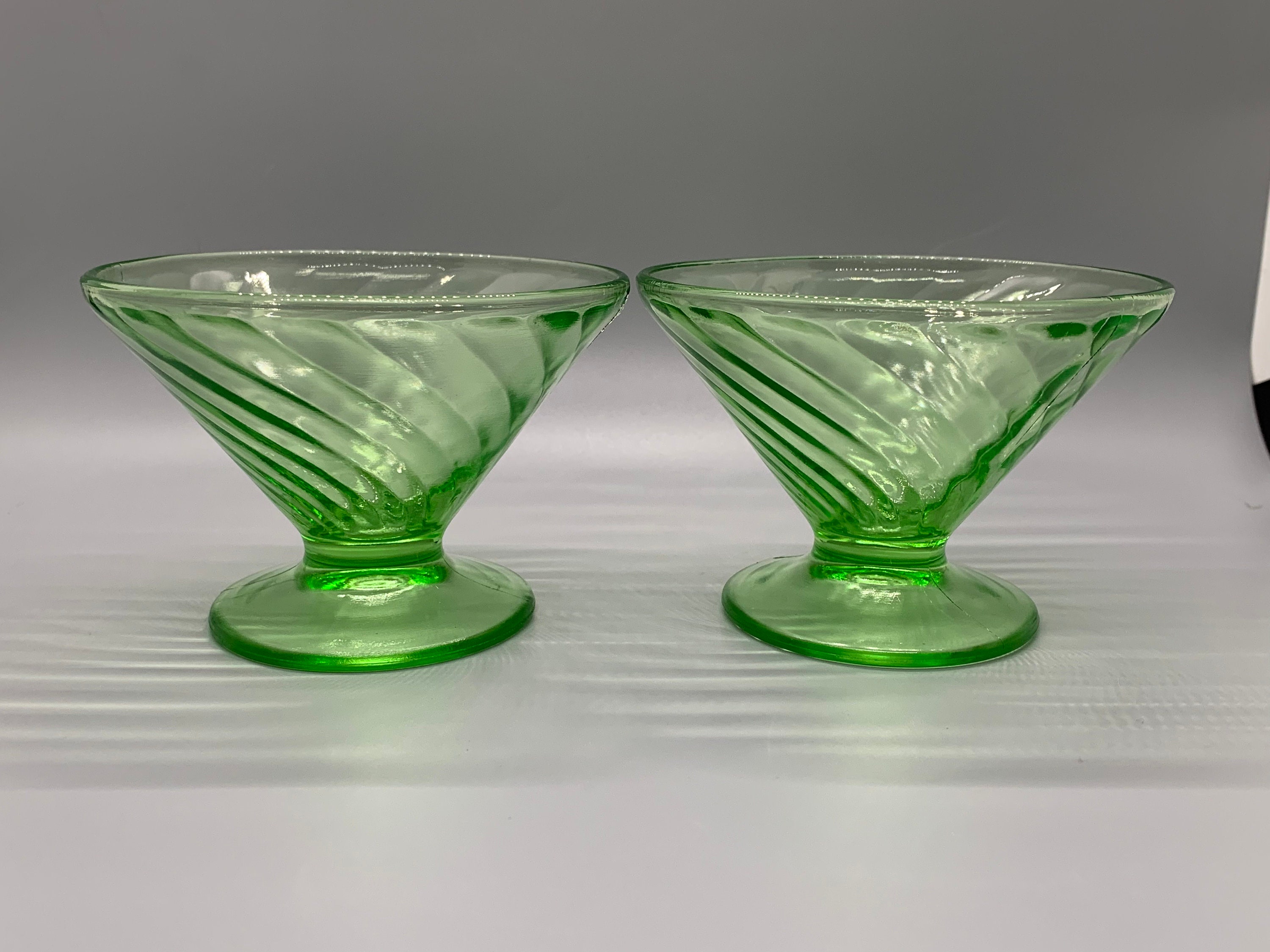 Vintage Swirl Uranium Glass Dessert and Sherbet Dishes by Etsy