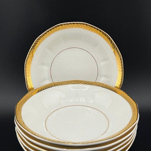 Vintage LE ROI White with Gold trim berry bowls  Set of 6
