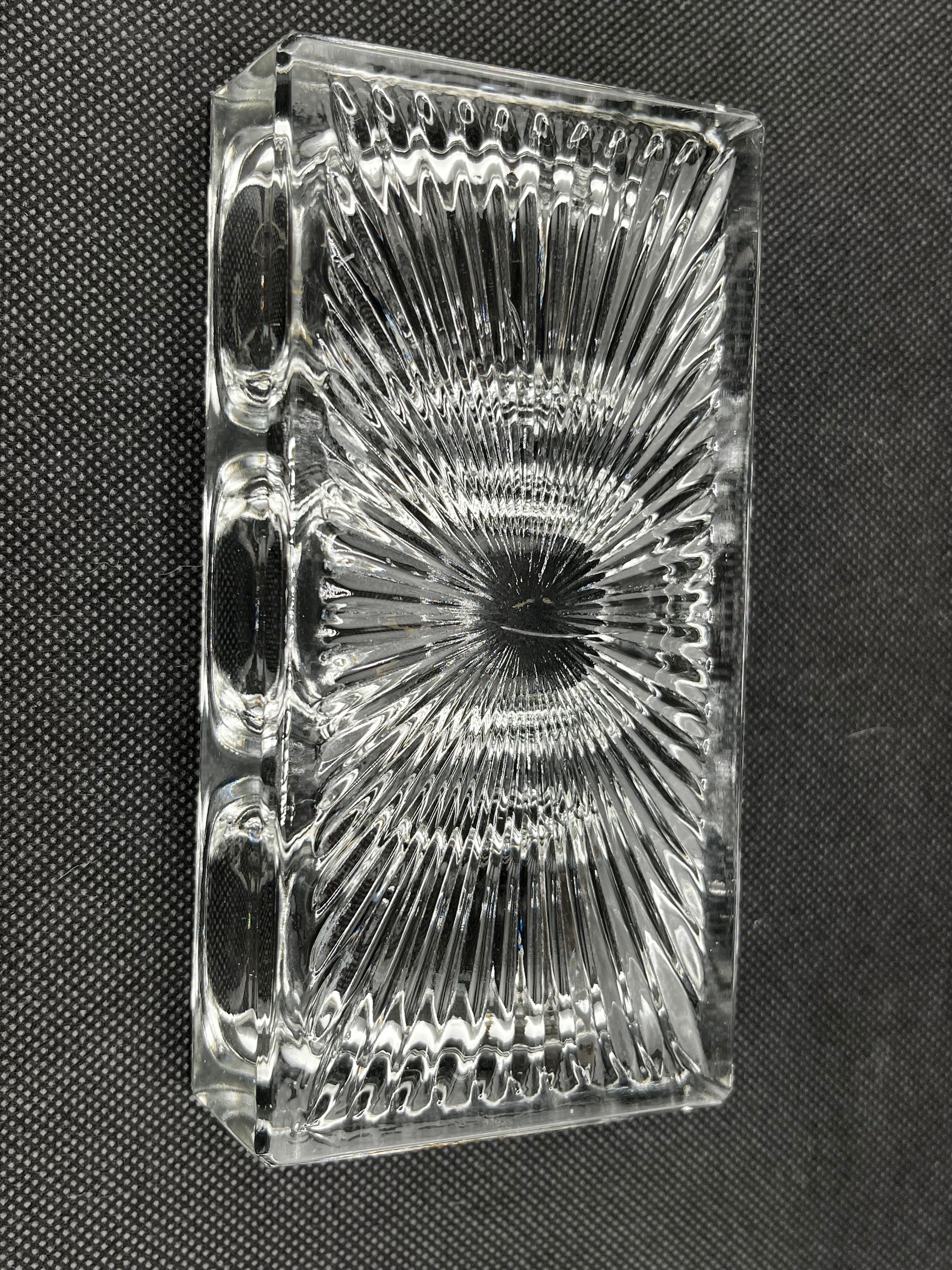 Rectangular Starburst Vintage Glass Triple Section Starburst Pattern Glass Rectangle ...