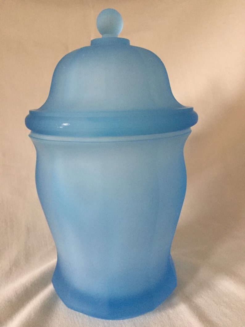 Indiana Glass Co. Frosted Blue Apothecary Jar B1 Etsy
