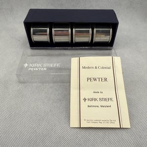 Kirk Stieff Pewter Napkin Rings, Set of 4 — Vintage shiny chrome colored