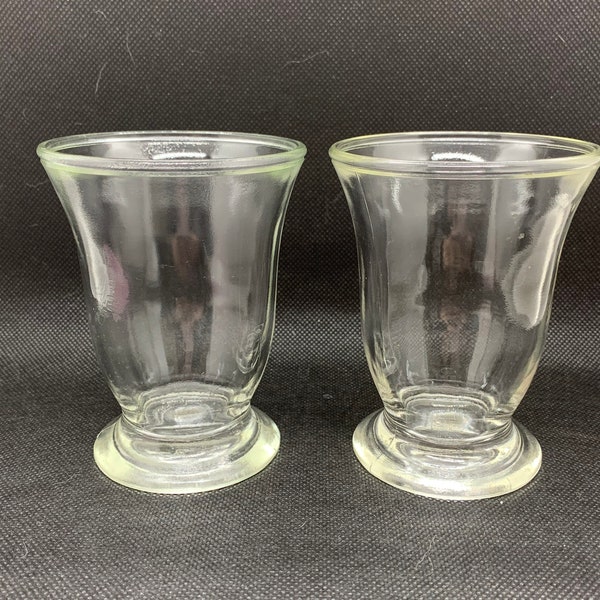 Vintage Jelly Jar Clear Juice Glasses Bell Shape Footed   set of 2