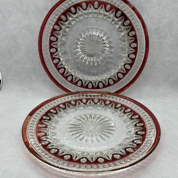 Red Glass Plates Etsy
