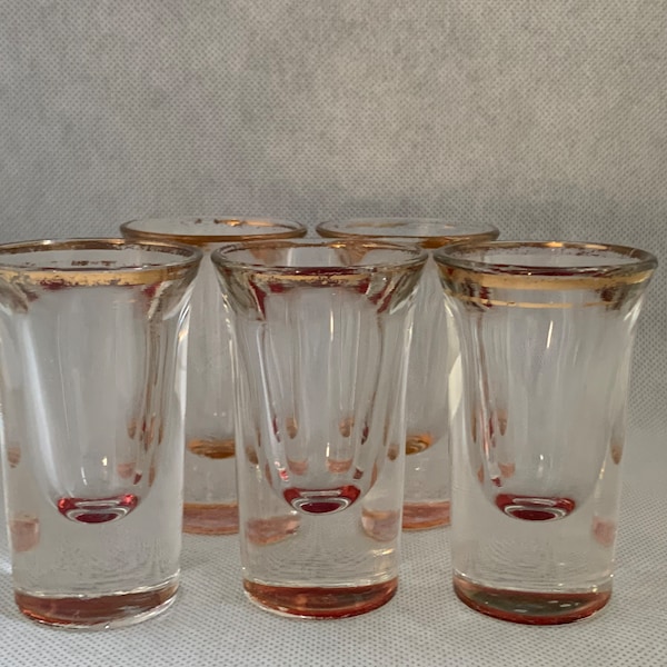 Vintage Gold Rimmed Shot Glasses Etsy