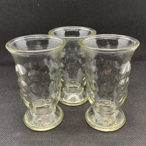 Brockway Glass Juice/Jelly Glasses with Thumbprint Design set of 3