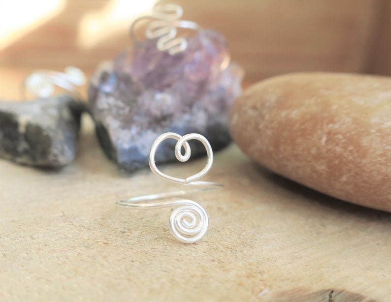 adjustable heart spiral rings boho hippy midi ring set adjustable midi ring set any size knuckle ring set heart and spiral midi ring set