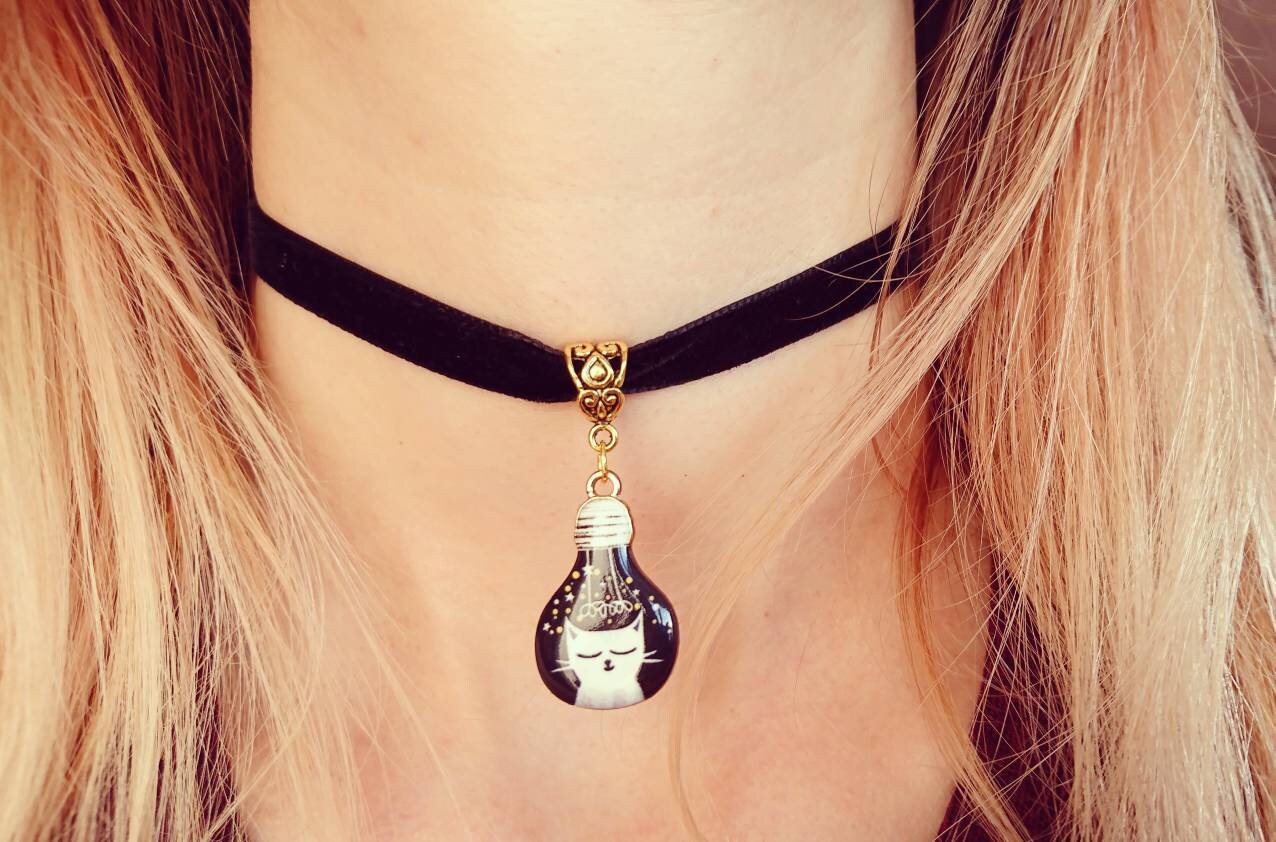 Quirky cat choker necklace cute cat choker cute cat collar Etsy