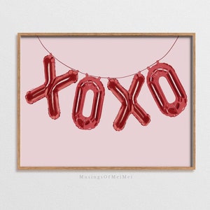 Arte murale stampabile per San Valentino, decorazioni per il giorno di San Valentino, pittura XOXO, arte murale per il giorno di San Valentino, decorazioni per la festa di San Valentino, arte murale rosa