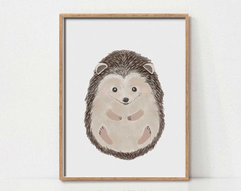 Baby Hedgehog, Nursery Art, Printable Wall Art, Animal Paintings, Woodland Animal Nursery Decor, Baby Nursery Decor, Kids Room Wall Decor