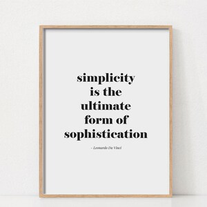 Simplicity Quote Print, Printable Quote, Black and White Quote Print, Typography Poster, Minimalist Wall Art, Modern Contemporary Wall Art