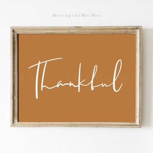 Thankful Sign for Thanksgiving Decor, Cozy Fall Wall Art, Modern Fall Decor, Minimalist Thanksgiving Art, Autumn Printable, DIGITAL DOWNLOAD