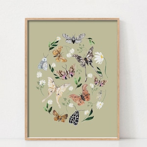 Boho Butterflies Wall Art, Retro Poster, Vintage Print, Printable Wall Art, Butterfly Wall Art, Wildflowers Print, Digital Print,  Nursery