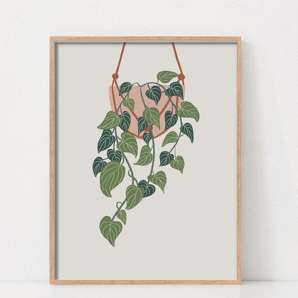 Plant Art Print for House Plant Lovers, Plant Poster, Plant Print, Boho Prints, Boho Wall Art, Printable Wall Art, Earth Tone Wall Art