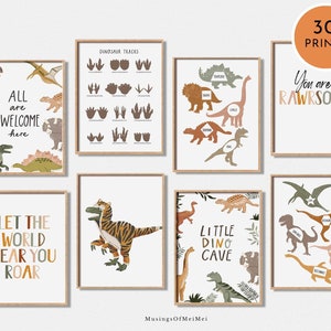 Dinosaur Educational Posters, Set of 30 Prints, Kids Classroom Posters, Montessori Poster, Homeschool Prints, Dinosaur Theme Nursery Prints