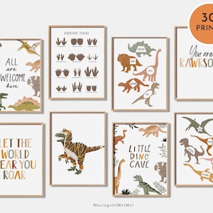 Dinosaurier Lernposter, 30er-Set Prints, Kinder Klassenzimmer Poster, Montessori Poster, Homeschool Prints, Dinosaurier Thema Kinderzimmer Drucke