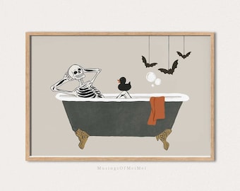 Halloween Bathroom Sign, Printable Wall Art, Halloween Printables, Funny Bathroom Sign, Halloween Decor, Bathroom Poster, Halloween Skeleton