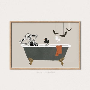 Halloween Bathroom Sign, Printable Wall Art, Halloween Printables, Funny Bathroom Sign, Halloween Decor, Bathroom Poster, Halloween Skeleton