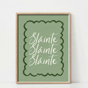 Sláinte Wall Art Print, Irish Blessing St. Patrick’s Day Decor, Bar Cart Printable, Green Celtic Typography Poster, Lucky Irish Home Artwork