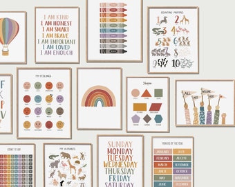 Rainbow Nursery Art, Set of 13 Prints, Printable Wall Art, Rainbow Colors, Playroom Wall Art, Kids Room Print, Homeschool Posters, Baby