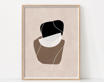 Abstract Geometric Wall Art, Neutral Art Print, Abstract Shapes Printable Art, Earth Tone Wall Decor, Beige Color Art, Modern Abstract Art