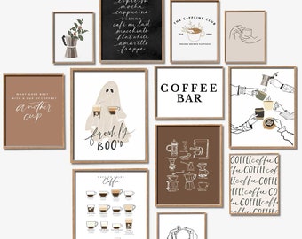 Minimalist Coffee Bar Gallery Wall Art, Set of 12 Printable Prints