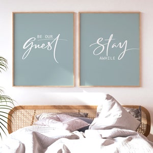 Guest Room Print, Be Our Guest Stay Awhile, Printable Wall Art, Guest Room Sign, Printable Posters, Guest Room Sign, Airbnb wall art decor