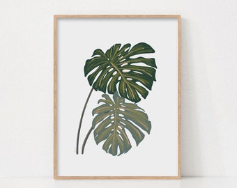 Monstera Plant Print, Printable Wall Art, Plant Poster, House Plants Wall Art, Botanical Plant Print, Tropical Leaves Print, Plant Lover Art