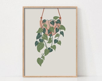 Lámina de arte de plantas para amantes de las plantas de interior, póster de plantas, impresión de plantas, impresiones bohemias, arte de pared bohemio, arte de pared imprimible, arte de pared en tonos tierra