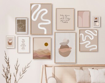 Aesthetic Gallery Wall Art, Set of 10 Prints, Printable Wall Art Set, Beige Aesthetic Wall Prints, Neutral Decor, Abstract Wall Art Collage