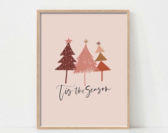 Christmas Tree Print, Printable Wall Art, Boho Christmas Signs,Christmas Decor, Holiday Art Print, Christmas Prints to Download, Boho Prints