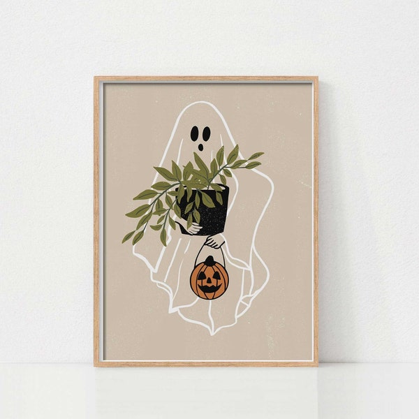 Impressão de arte de Halloween, arte de parede de Halloween para amantes de plantas, pôster de Halloween, decoração de Halloween para a louca das plantas, arte de parede de Halloween para impressão