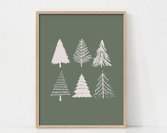 Christmas Tree Art Print, Christmas Wall Art, Neutral Christmas Art, Holiday Decor, Minimalist Christmas Art, Christmas Printables, Digital