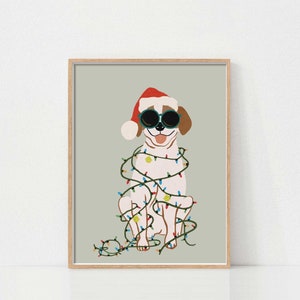 Christmas Dog Art Print, Dog Lover Christmas Print, Christmas Printables, Beagle Dog Art, Holiday Decor, Christmas Pet Art Print, Printables image 1