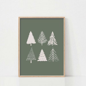 Christmas Tree Art Print, Christmas Wall Art, Neutral Christmas Art, Holiday Decor, Minimalist Christmas Art, Christmas Printables, Digital image 1