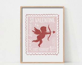 Valentines Day Print, Cupid Art Print, Printable Wall Art, Valentine Printables, Valentines Day Decor, Pink Wall Art, Cute Valentine Print