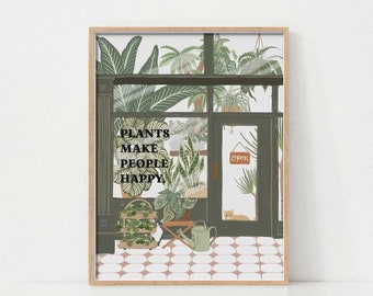 Plant Shop Print, Plant Lover Wall Art, Plant Poster, Printable Wall Art, House Plants Print, Plant Lover Gift, Botanical Wall Art, Boho Art