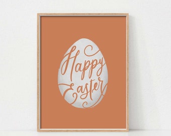 Easter Egg Print, Afdrukbare Kunst aan de Muur, Pasen Wall Art, Boho Pasen Decor, Happy Easter Wall Art, Typografie Wall Art, Minimalistische Pasen Kunst