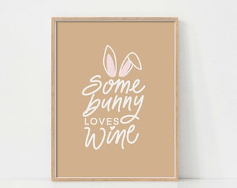 Pasen Print voor wijnliefhebbers, Afdrukbare Kunst aan de Muur, Pasen Wall Art, Happy Easter Wall Art, Typografie Wall Art, Wijnliefhebber Art Print