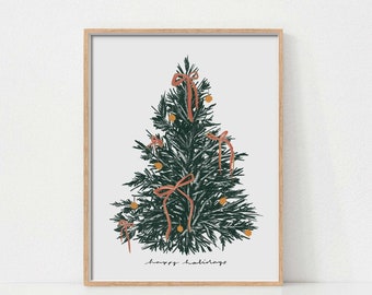 Rustic Christmas Tree Print, Farmhouse Holiday Wall Art (Digital Download)