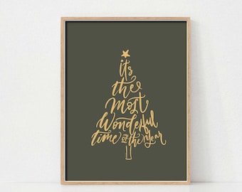 Christmas Tree Print, Printable Wall Art, Vintage Christmas Print, Holiday Wall Decor, Holiday Mantel Decor, Xmas Art, Christmas Quote Print