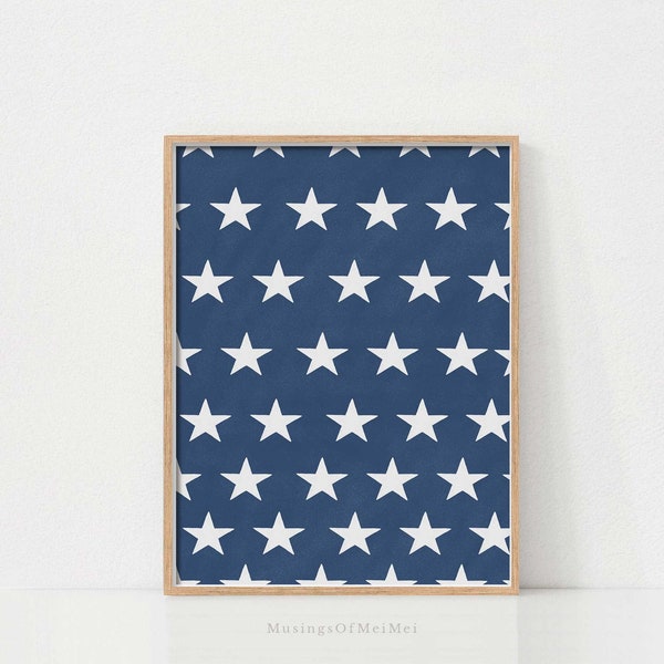 Fourth of July Stars Wall Art, Printable Wall Art, Independence Day Decor, 4th of July Poster, Digital Download Art, Summer Art Prints