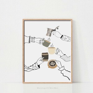 Coffee Poster, Printable Wall Art, Coffee Art, Coffee Bar Print, Coffee Wall Art, Coffee Hands Print, Retro Coffee print, Kitchen Wall Art