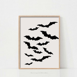 Halloween Bat Wall Art, Printable Wall Art, Neutral Halloween Decor, Halloween Bat Decor, Minimalist Art, Spooky Wall Art, Halloween Posters