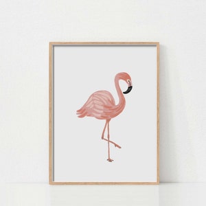 Flamingo Nursery Wall Art, Nursery Animal Print, Printable Wall Art, Tropical Nursery Decor, Classroom Posters, Playroom Print, Homeschool image 1