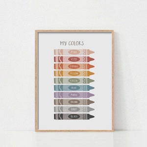 Colors Educational Print, Rainbow Nursery Decor, Printable Wall Art, Homeschool Decor, Boho Nursery Decor, Montessori Decor, Colors Poster