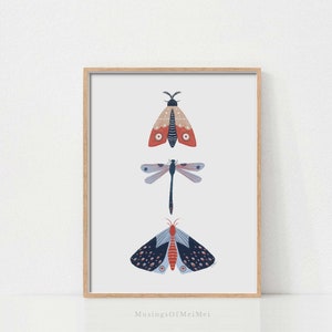 4th of July Art Print, Freedom Butterflies Art, Red Blue White Decor, Independence Day Decor, Printable Wall Art, Fourth of July Decor